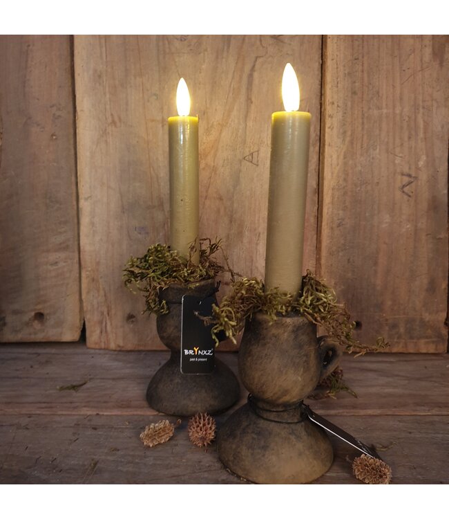 Countryfield @ Set van 2 - Dinerkaars rustiek Ø2,2CM LED ro Lyon S s2 beige-L2B2H15CM - incl afstandsbediening, timer en dimmer
