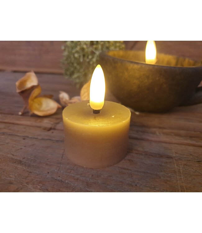 Countryfield @ Theelicht rustiek Ø4CM LED ro Lyon s2 beige-L4B4H5,2CM