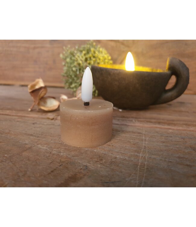 Countryfield @ Theelicht rustiek Ø4CM LED ro Lyon s2 beige-L4B4H5,2CM