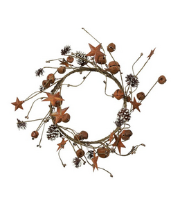 Countryfield Krans belletjes, sterren Jort roest-46x46x5CM
