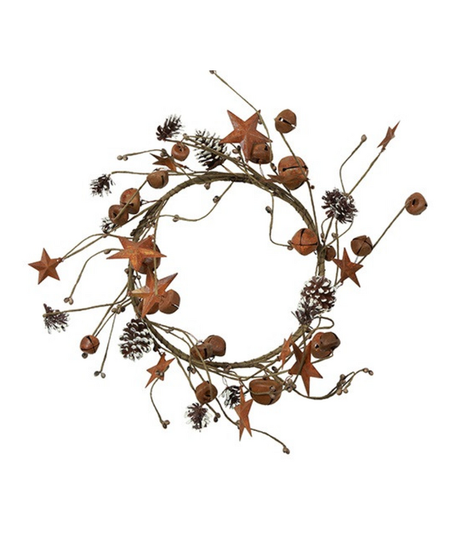 Countryfield Krans belletjes, sterren Jort roest-46x46x5CM