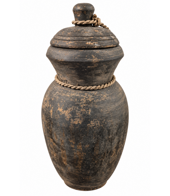 @ houten pot met deksel - ca. 30 cm - kleur kan afwijken
