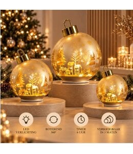 vanaf dinsdag 6 oktober binnen - Roterende LED Kerstbal Goud - 20 cm - per stuk