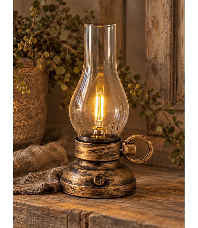 Lantaarn met led licht d13 h20cm (excl. 2xaaa batterijen)