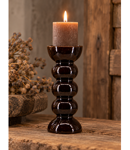 @ Aardewerk kaarsenstandaard Siena L bruin wb - 10x10x25,5cm