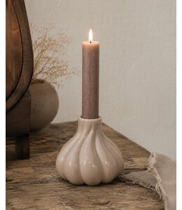 @ Aardewerk kaarsenstandaard single beige wb - 10x10x10cm