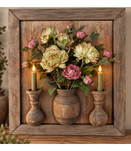 Wandpaneel met vaas en kandelaars - ca. 52 x 65 cm (excl. deco)