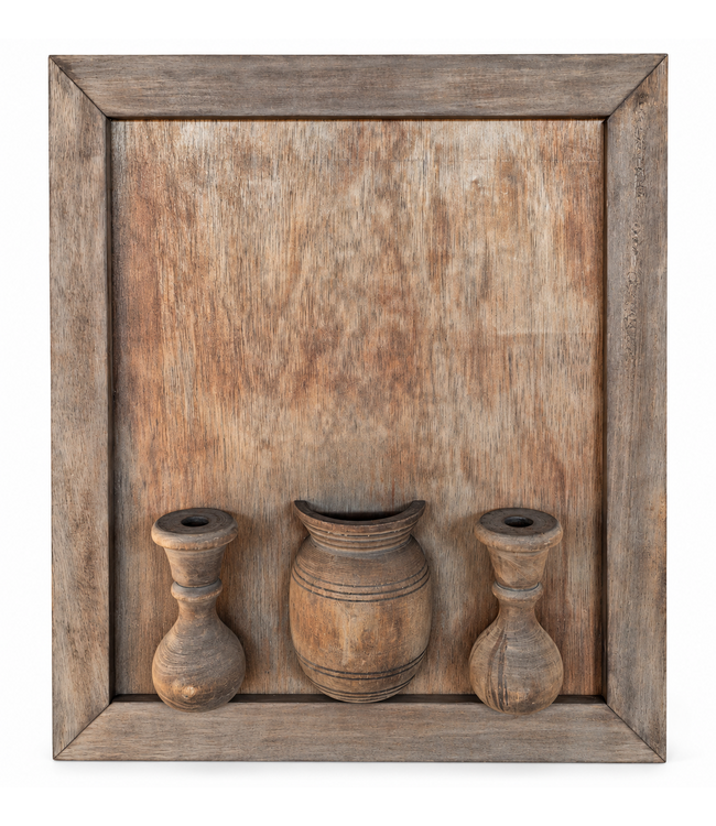 Wandpaneel met vaas en kandelaars - ca. 52 x 65 cm (excl. deco)