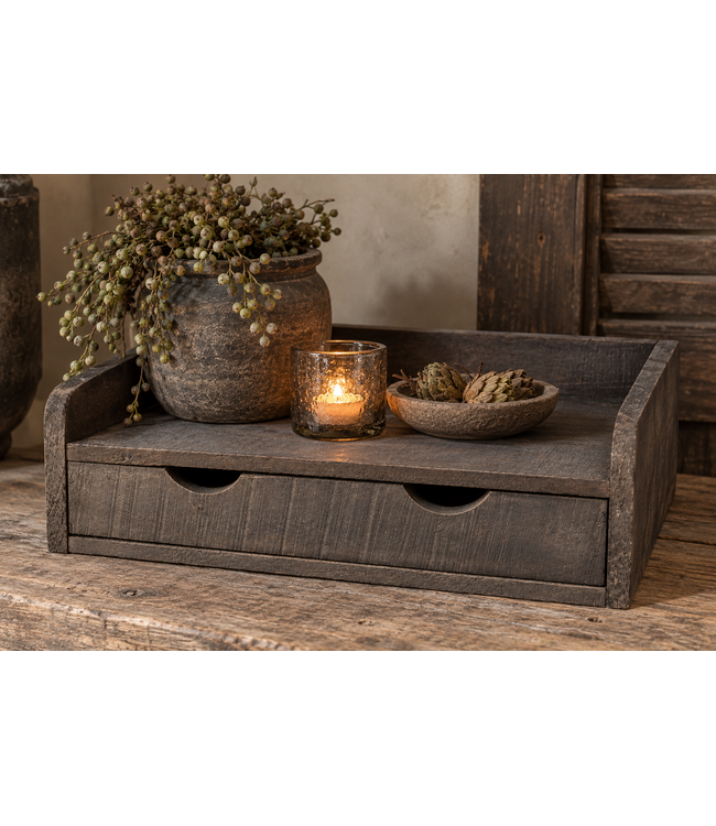 Koffieplateau met lade - hout - ca. 45 x 30 x 15 cm