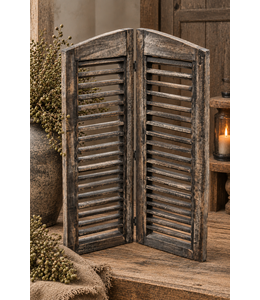 Dubbel louvreluik - hout -bruine finish - 2 x 25 cm x 90 cm