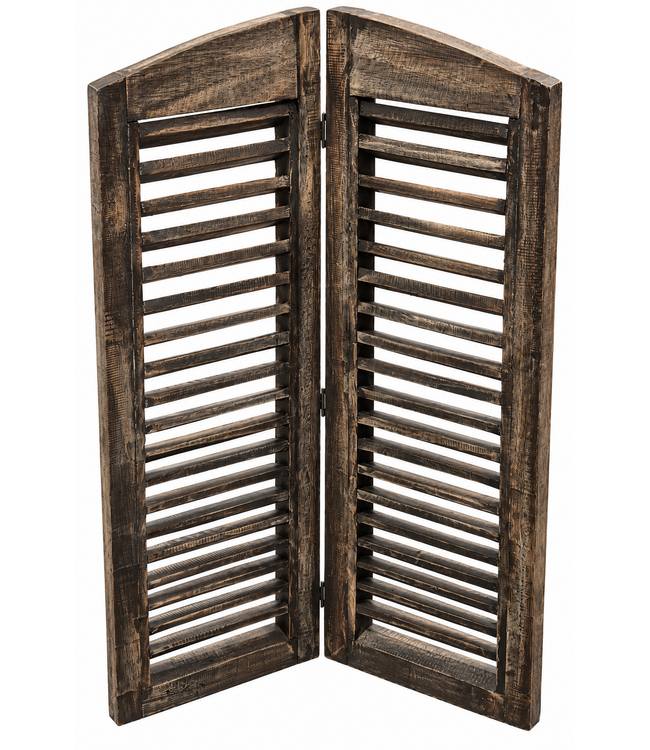 Dubbel louvreluik - hout -bruine finish - ca. 2 x 25 cm x 80 cm
