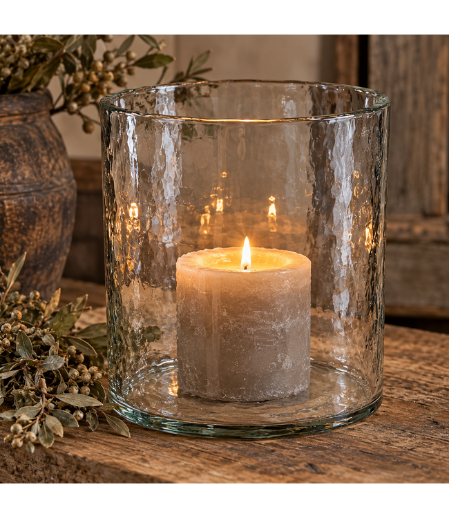 Cylinder - 25 x 25 cm - gehamerd glas
