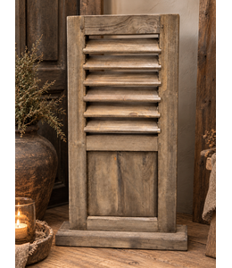 Houten louvreluik op voet - met paneel - naturel - ca. 36 x 8 x 75 cm