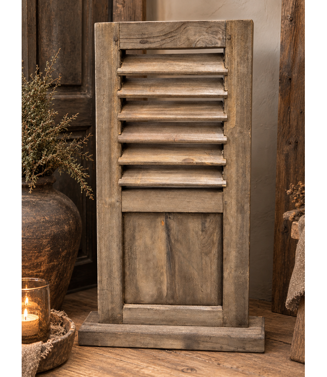 Houten louvreluik op voet - met paneel - naturel - ca. 36 x 8 x 75 cm