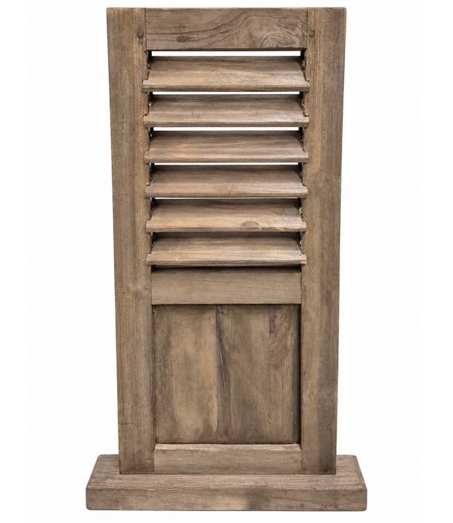 Houten louvreluik op voet - met paneel - naturel - ca. 36 x 8 x 75 cm