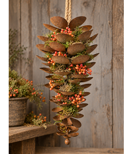 @ Dennenappel roest hanger - ca. 20 x 40 cm - excl. deco