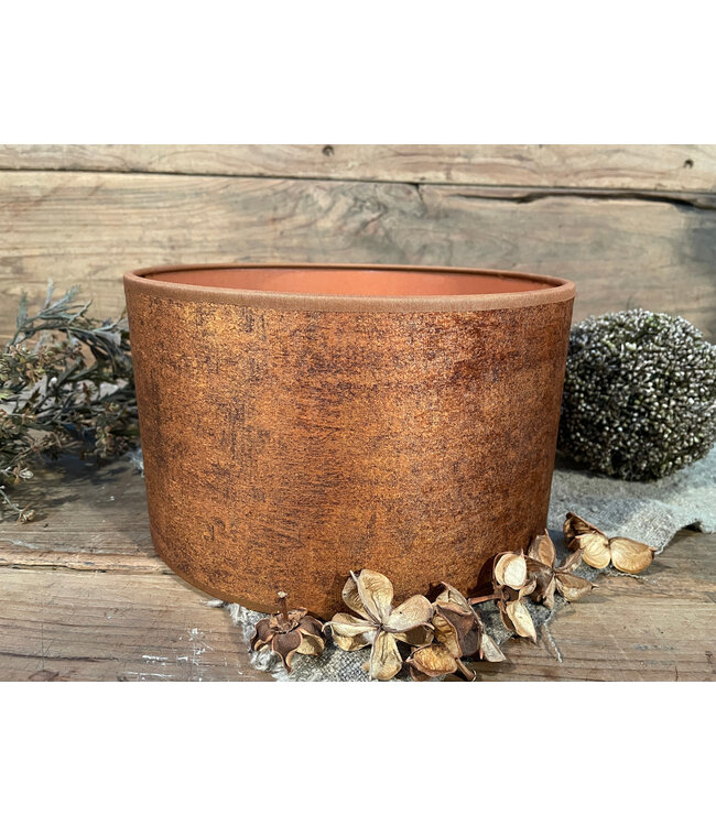 2061 - KKL - Lampenkap - velours oranje - 25 x 25 x 15 cm