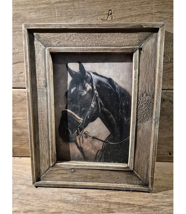 Houten lijst - 30 x 39 cm - afbeelding paard 1