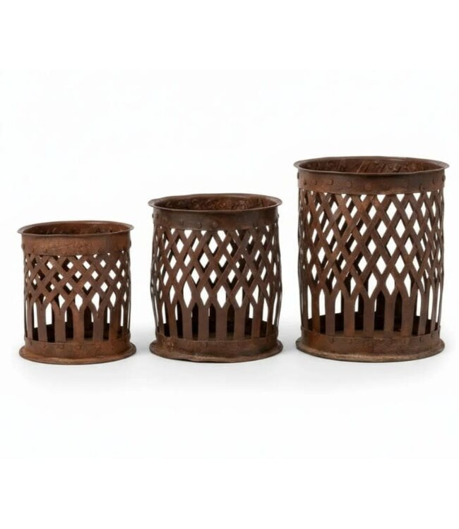 Metalen windlicht basket - klein - per stuk