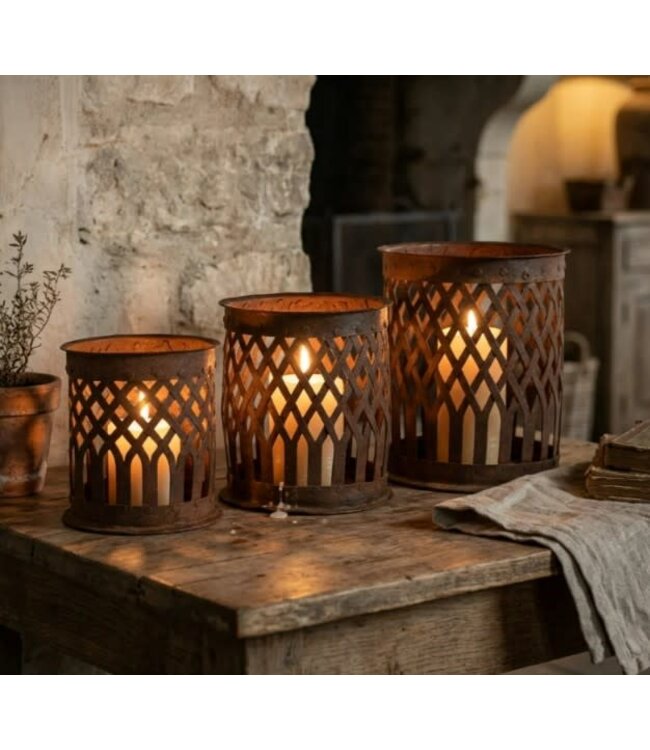 Metalen windlicht basket - midden - per stuk