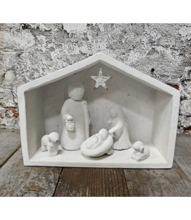 Pors kerststal aardewerk 24x10x20cm