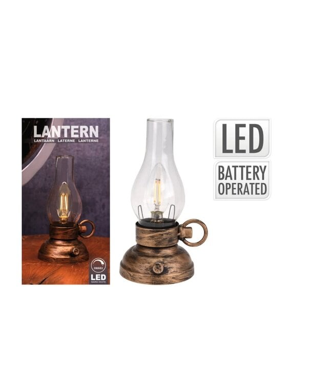 @ Lantaarn met led licht d13 h20cm (excl. 2xaaa batterijen)
