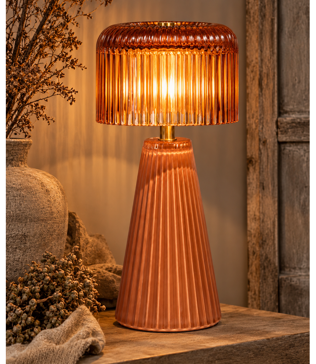 @ Table lamp led stripes glass terra