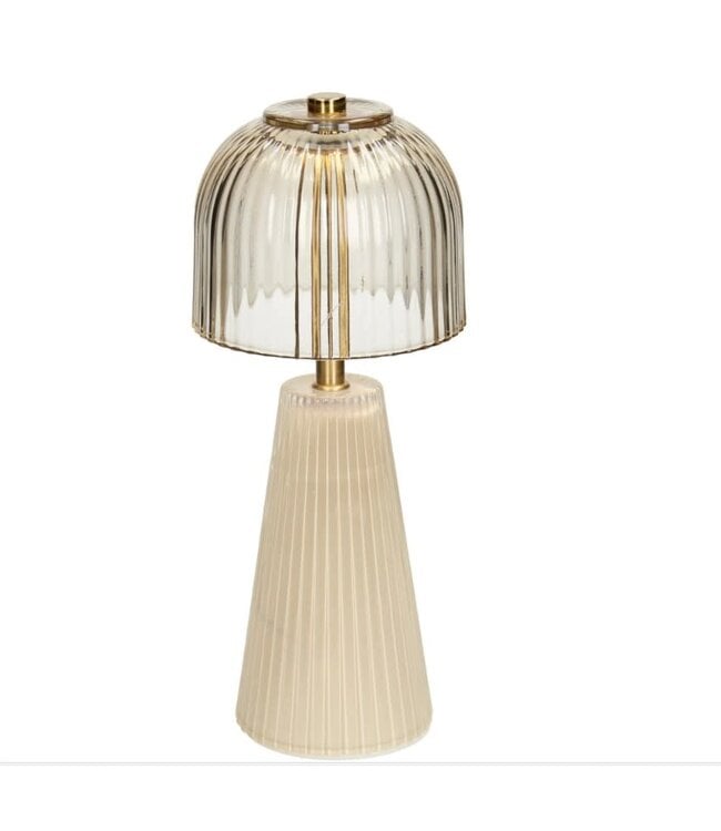 @ Table lamp led stripes glass ivory 10x10x23cm