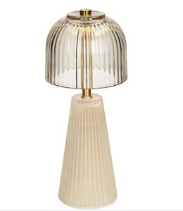 @ Table lamp led stripes glass ivory 9x9x17.5cm