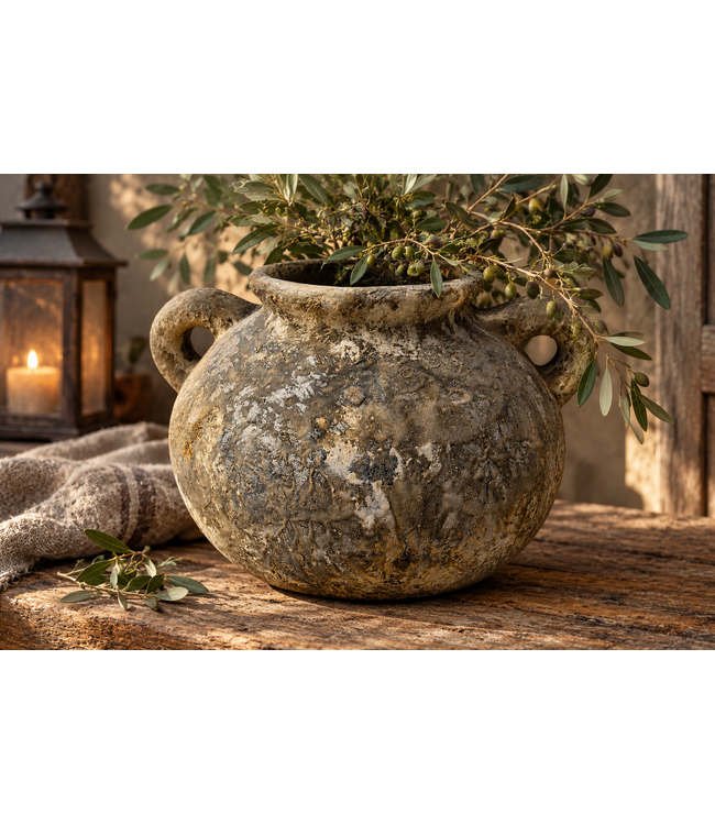 Aardewerk pot met oren - ca 30 x 26 x 21 cm - Cald Clay