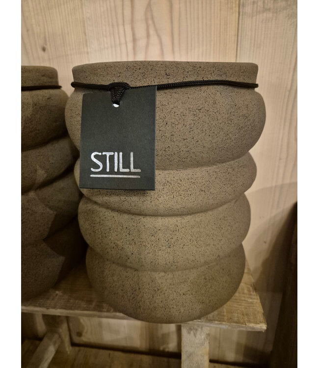 Still 24142 - Planter Pot Ribbed M Espresso - 19x19x24 cm