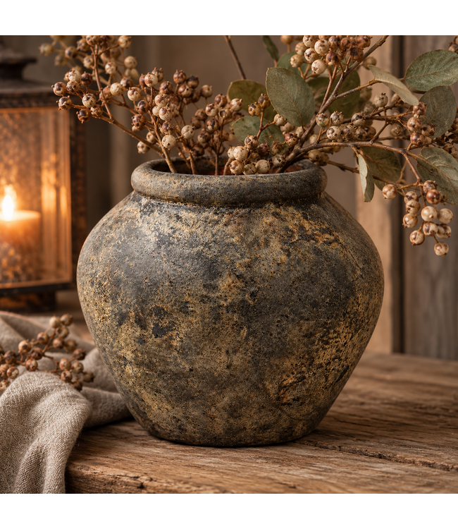 Aardewerk pot - ca 22 x 10 x 25 cm brown