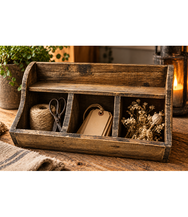 Houten 3 vaks gruttersbak -  35 x 16 x 20 cm