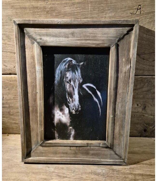 Houten lijst - ca. 40 x 50  cm - afbeelding paard 2