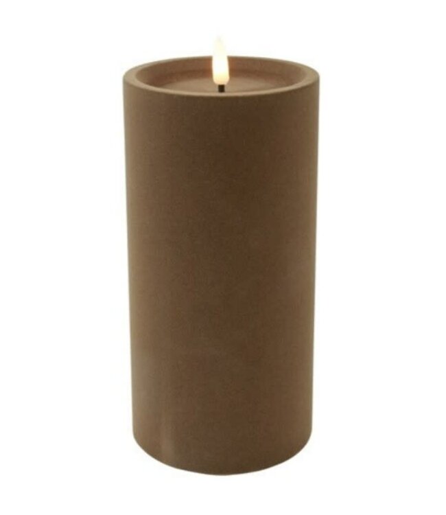 Countryfield @ LED Kaars Stomp velvet Ø10CM ro Lyon L taupe-10x10x20CM