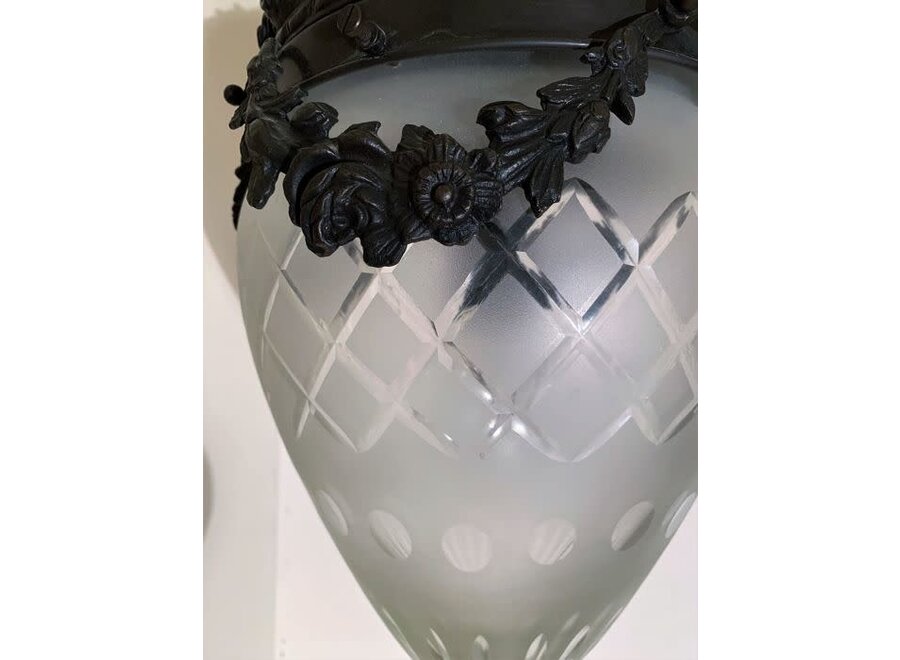 Black patinated, bronze hanging lamp from France - Ca 1900/1930