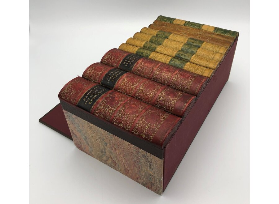 Opbergdoos in de vorm van boekenreeks - leer, karton, papier