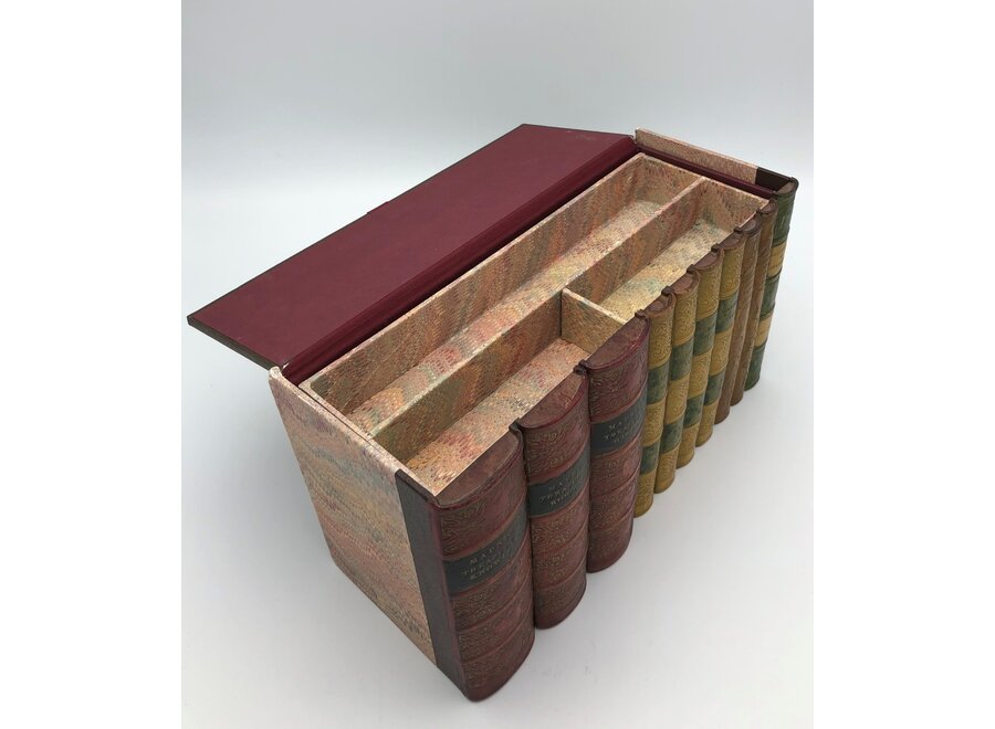 Opbergdoos in de vorm van boekenreeks - leer, karton, papier