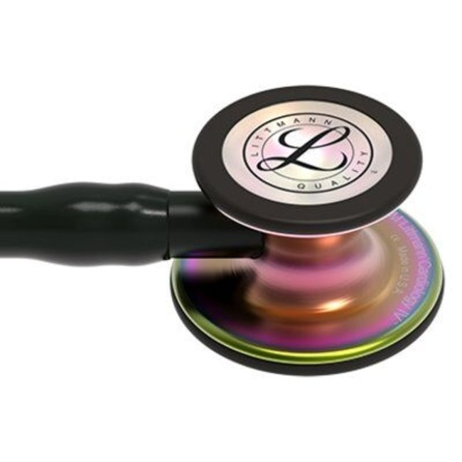 Littmann Cardiology IV stethoscoop, regenboog afwerking, zwarte slang