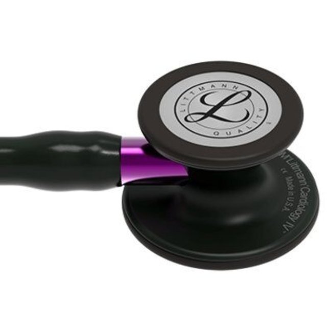 Littmann Cardiology IV stethoscoop, zwarte afwerking, paarse steel, zwarte slang