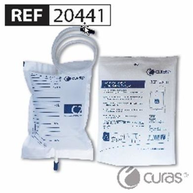 Curas C2 standaard urinezak 2,0 liter, 90cm, met NRV klep, trekkraan, steriel (250 stuks)