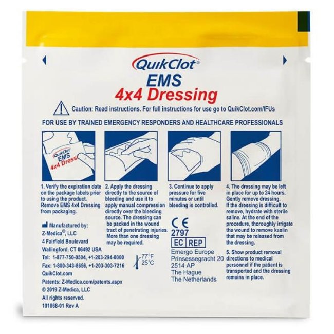 Z-Medica QuikClot EMS Gauze 4x4 10x10cm (10 stuks)