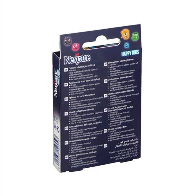 3M Nexcare Happy Kids Monsters Pleisters, Verschillende soorten, 20/Verpakking