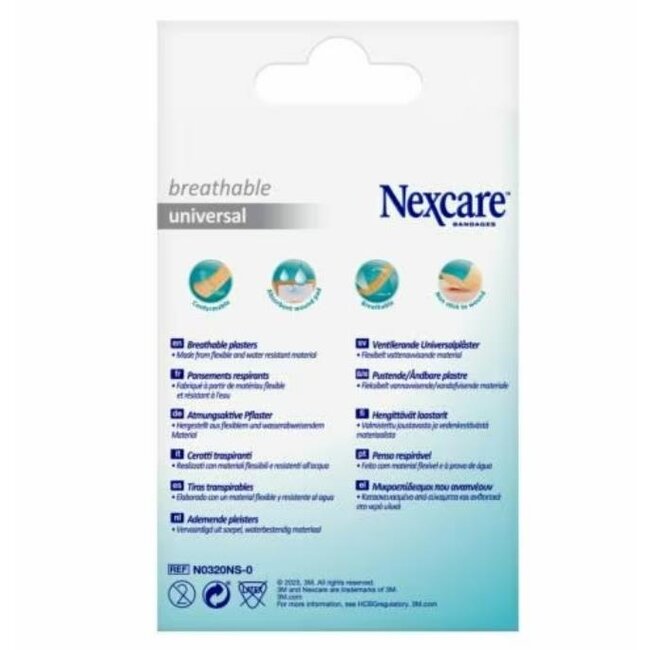 3M Nexcare Universal Ademende Pleisters, 19 x 72 mm, 20/Verpakking