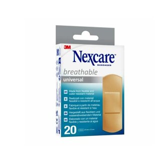 Nexcare 3M Nexcare Universal Ademende Pleisters, 25 x 72 mm, 20/Verpakking