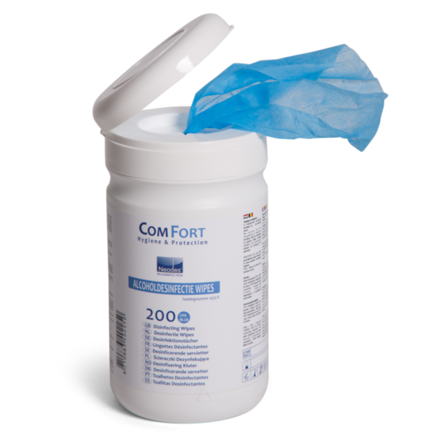 Desinfectie wipes blauw 13 x 13 cm - bus (200) - ComFort (12 stuks)