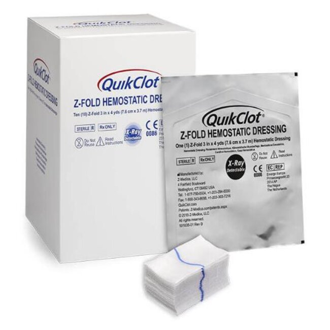 Z-Medica Quikclot Z-Fold 7.6cm x 3.7m (10 stuks)
