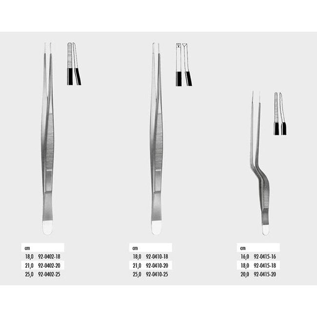 Zepf geïsoleerd pincet chirurgisch 1x2t 25,0cm