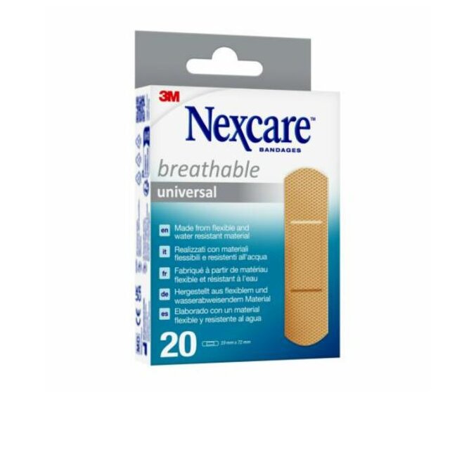 3M Nexcare Universal Ademende Pleisters, 19 x 72 mm, 20/Verpakking