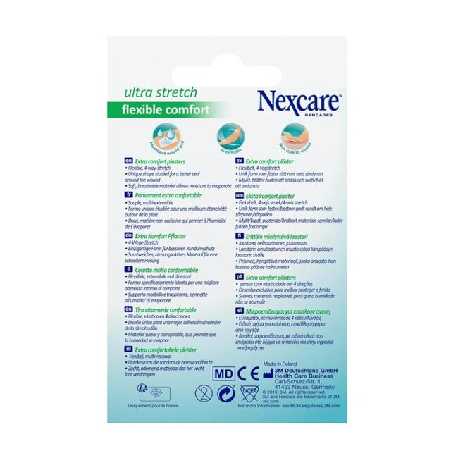 3M Nexcare Flexible Comfort Ultra Stretch Pleisters, 6 cm x 10 cm (10 stuks)